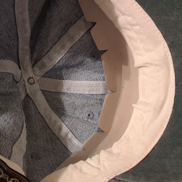 NWT Head Shots Denim Contrast Leather Strapback Dad Baseball Cap OS Vintage - Picture 4 of 6